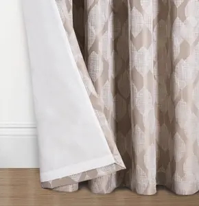 Home Curtains Halo Lined 90w x 72d" (229x183cm) Natural Eyelet Curtains (PAIR)