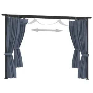 Berkfield Gazebo with Curtains 3x3 m Anthracite Steel