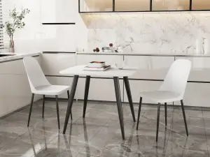 Core Products Aspen White 80cm Square Dining Table with 2 White Plastic Duo Design Chairs