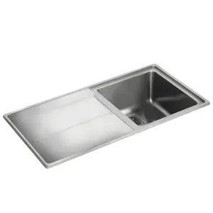 Rangemaster Arlington Brushed Stainless steel 1 Bowl Sink & drainer LH 508mm x 985mm