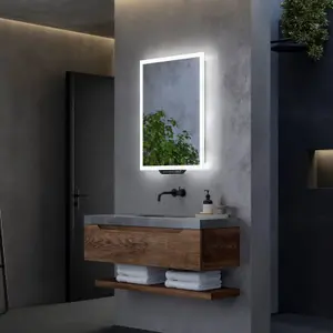 Sensio Luka White Rectangular Illuminated Smart Bathroom mirror with Alexa (L)70cm (W)50cm