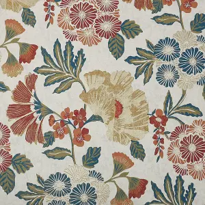 GoodHome Padworth Blue, cream & red Floral Textured Wallpaper