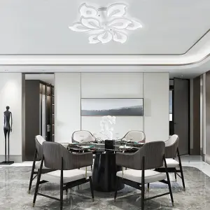 9 Lights Elegant Floral Shape Energy Efficient LED Ceiling Light 85CM Cool White