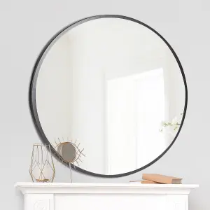 Luxury Large Circular Iron Decorative Indoor Wall Mirror Bathroom Framed Mirror 90cm