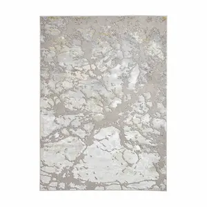 Grey Gold Abstract Modern Easy to clean Rug for Dining Room-160cm X 220cm