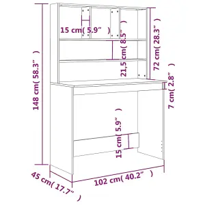 Berkfield Desk with Shelves Black 102x45x148 cm Engineered Wood