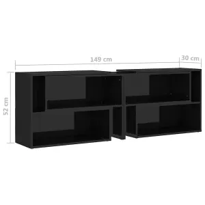 Berkfield TV Cabinet High Gloss Black 149x30x52 cm Engineered Wood