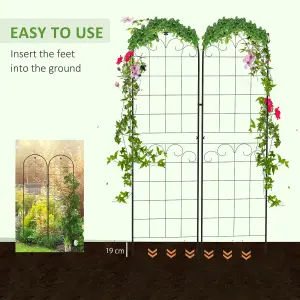 Outsunny Set of 2 Metal Trellis for Climbing Plants, Floral Design, 50 x 180cm