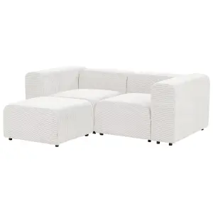 2 Seater Modular Corduroy Sofa with Ottoman White FALSTERBO