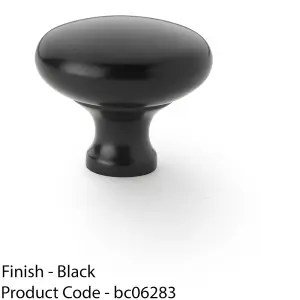 Victorian Round Door Knob - Matt Black 38mm - Kitchen Cabinet Pull Handle