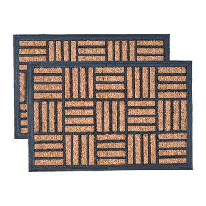 Nicola Spring - Coir Door Mats - 60 x 40cm - Embossed Heart (Set of 2)