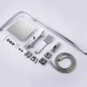 Modern Square Exposed Thermostatic Mixer Shower Set Shower Head and Handheld