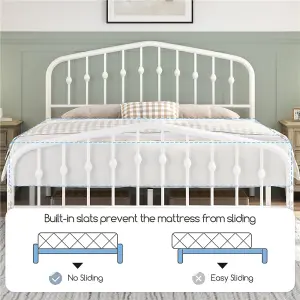 Yaheetech White 5ft King Metal Bed Frame with Arched Headboard and Footboard