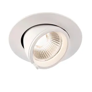 Luminosa Axial LED Indoor Recessed Downlight Tilt Matt White Paint & Clear Glass 3000K