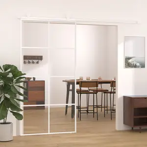 Berkfield Sliding Door ESG Glass and Aluminium 102.5x205 cm White