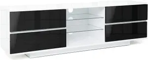 Homeology Avitus Premium High Gloss White with 4-Black Drawers and 2 Shelves up to 65" LED/OLED/LCD TV Cabinet