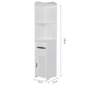 White Storage Cabinet for Small Spaces with 2 Doors Shelves