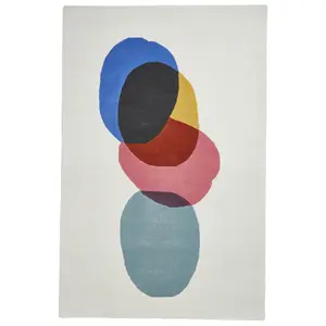 MultiColoured Luxurious Modern Wool Abstract Rug For Bedroom & Living Room-120cm X 170cm