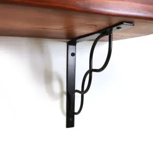 Wooden Rustic Shelf with Bracket WPRP Black 220mm 9 inches Dark Oak Length of 240cm