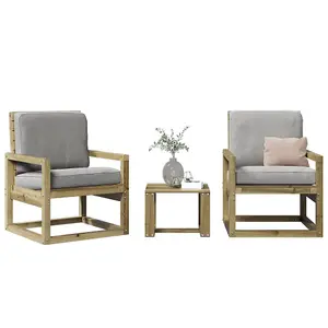 3 Piece Garden Lounge Set Impregnated Wood Pine