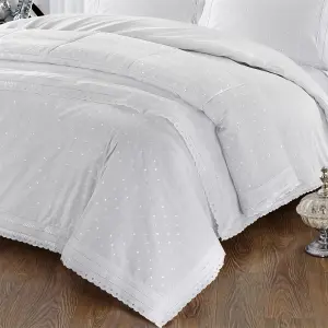 Elsatex Highgrove White Embroidered Duvet Cover Set Luxury Themed Super King Bedding