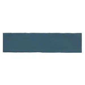 Vernisse Mallard blue Gloss Plain Embossed Ceramic Indoor Wall tile, Pack of 41, (L)301mm (W)75.4mm