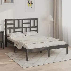 Berkfield Bed Frame Grey Solid Wood 120x200 cm