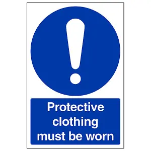 Protective Clothing Must Be Worn Safety Sign - Adhesive Vinyl - 200x300mm (x3)