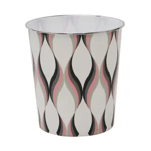 JVL Small Spiral Waste Paper Bin, Light Pink/Grey, One Size