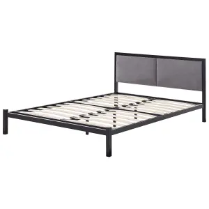 Metal EU Double Size Bed Grey CLAMART