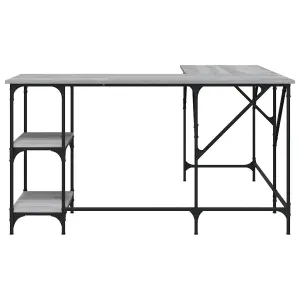 Berkfield Desk Grey Sonoma 139x139x75 cm Engineered Wood