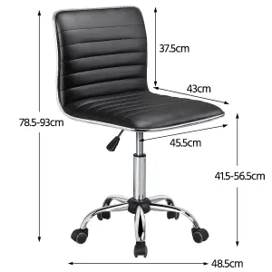 Yaheetech PU Leather Armless Desk Chair for Home Office - Black