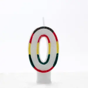 Apac Multicoloured Birthday/Anniversary Number Candles (Pack Of 6) White/Red/Yellow/Black (4)