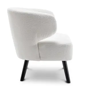 Boucle Teddy Fabric Accent Chair in White