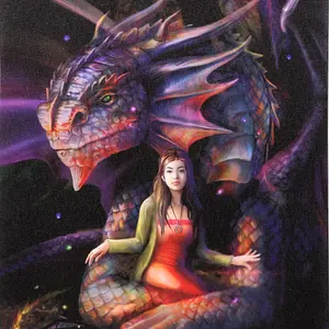 Anne Stokes Spirit Dragon Canvas Plaque Multicoloured (25cm x 19cm)