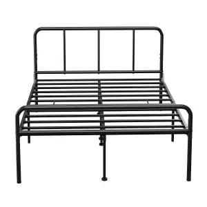 House of Home Double Size Bed Frame Black Metal Rounded Headboard Easy Assembly Bed