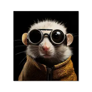 Realistic Doormouse with Glasses Premium Glass Kitchen Splashback W600mm x H750mm