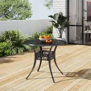 90cm Dia Cast Aluminum Outdoor Garden Patio Table with Central Umbrella Hole