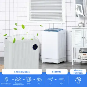 HOMCOM 16L/Day Quiet Air Dehumidifier with Purifier, UVC, Ioniser, Timer, White