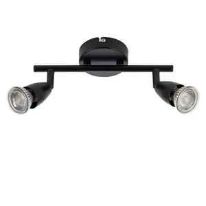 Luminosa Amalfi Twin Ceiling Spotlight 2 Light Matt Black Paint