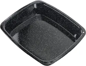 SPARES2GO Roasting Tin Oven Baking Tray Deep Non Stick Pan Vitreous Enamel White Speckled