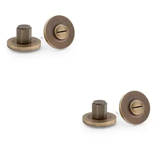 2 PACK - Industrial Hex Thumbturn & Release Lock - Italian Brass - Bathroom Door WC