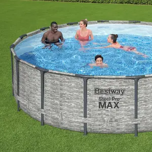 Bestway 16ft x 48" Steel Pro MAX Round Above Ground Swimming Pool, Filter Pump & Accessories (2024 Version)