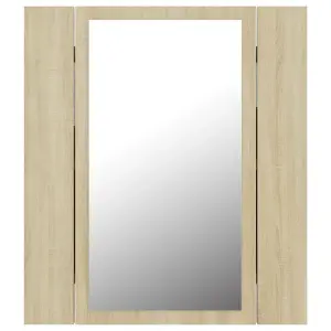 Berkfield LED Bathroom Mirror Cabinet Sonoma Oak 40x12x45 cm