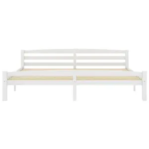 Berkfield Bed Frame White Solid Pinewood 180x200 cm 6FT Super King