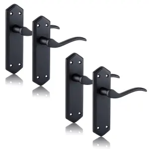 XFORT Matt Black London Suite Lever Latch Handles, Door Handles 2 Pairs