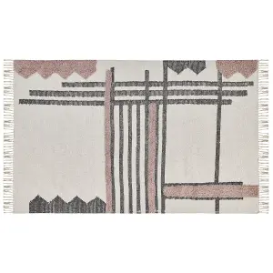 Rectangular Cotton Area Rug 140 x 200 cm Beige and Black MURADIYE