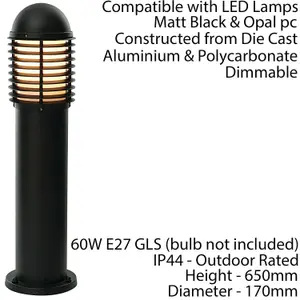 4 PACK Outdoor IP44 Bollard Light Matt Black 650mm LED Lamp Post Garden Driveway