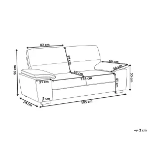 3 Seater Faux Leather Sofa Brown VOGAR