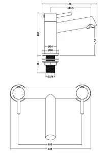 Minimalist Deck Mounted Bath Filler Tap - Matt Black - Balterley